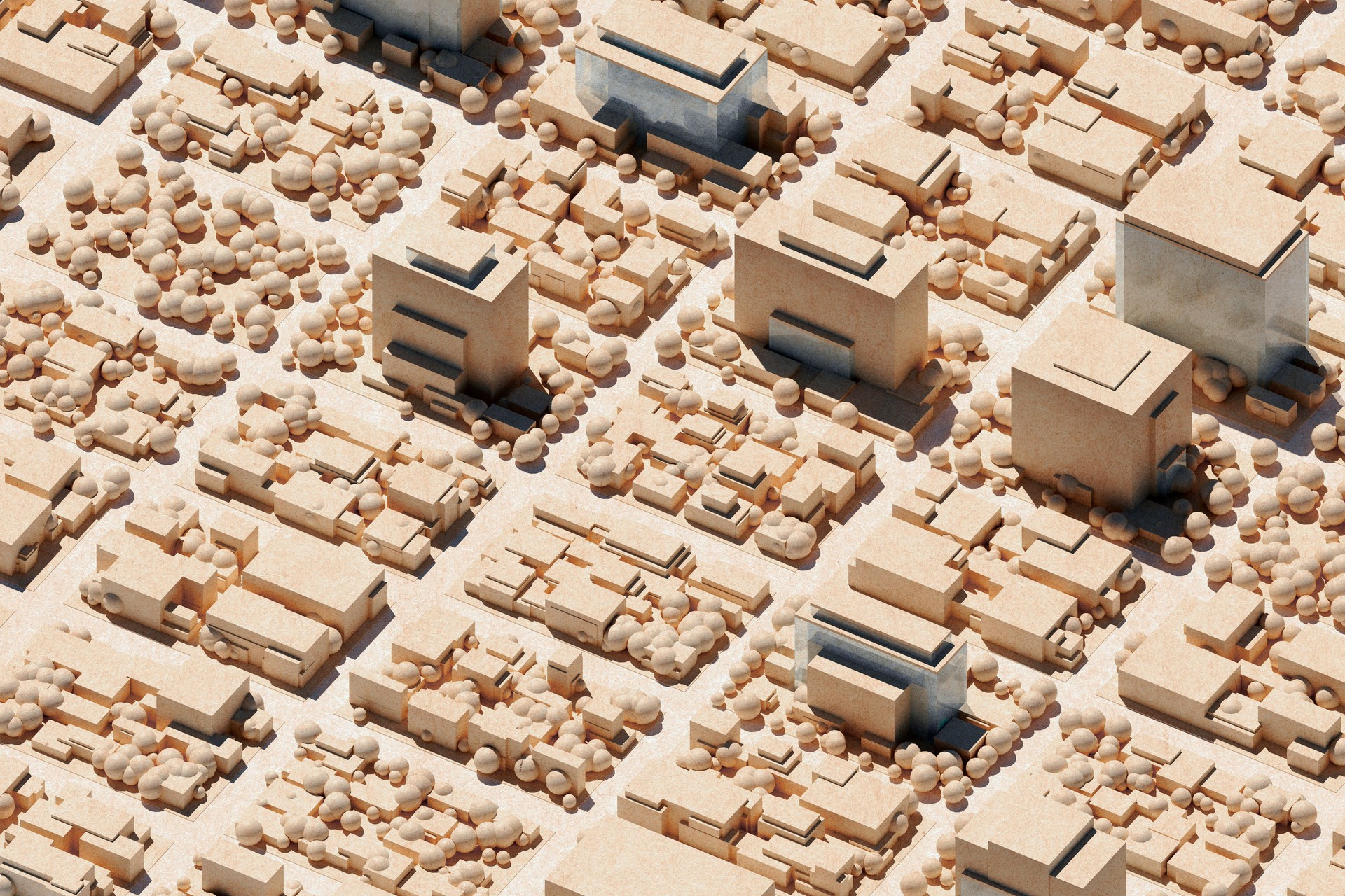 Abstract suburban district, architectural model